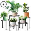 5 Pack Metal Plant Stand, Anti-Rust Iron Plant Stands for Indoor and Outdoor, Heavy Duty Flower Pot Stands for Multiple Plant, Black Potted Plant Holder for Garden Home (5 Pack Black)