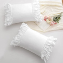 White Ruffled Pillow Shams Standard Twin Size Pillowcases Pure Cotton Pillow Covers 20"x26" 2-Pack 