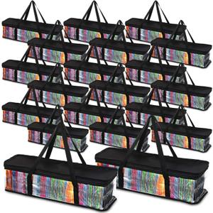 Woanger 20 Pieces Cd Storage Bags Transparent PVC DVD Storage Cases 1000 Cd Total Water Resistant DVD Holder with Handles and Zipper Clear Media Organizer for Albums Video Games