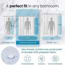 LiBa Fabric Bathroom Shower Curtain, 72" W x 72" H White Heavy Duty Waterproof Shower Curtain Liner