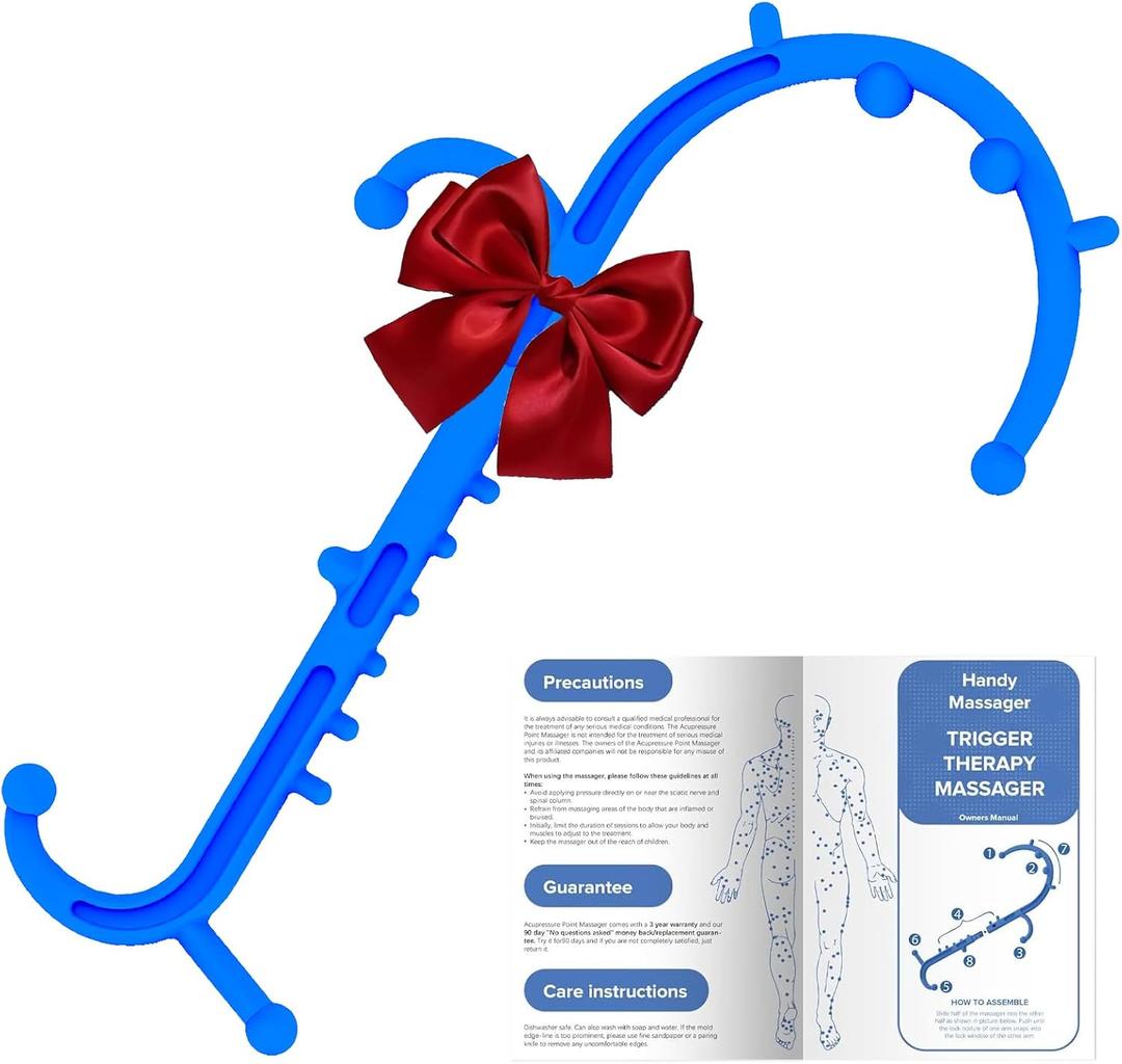 Deep Tissue Back & Neck Massager - Back Massager Stick for Pain Relief, Muscle Knot Remover, Trigger Point Massage Tool for Full Body, Shoulders, Legs - Pressure Point Massage Tool (Blue)