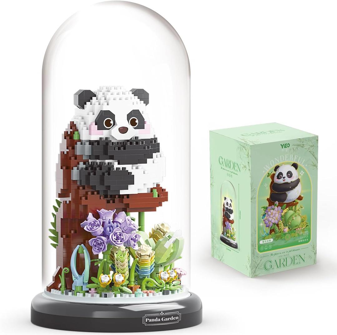 Panda Flower Building Set for Adult Party Favors for Kids Animal Building Blocks Plant Friend Set Bonsai Tree Valentines New Year Easter Birthday Gift for Boys Girls Age 6-12+(Panda Succulent)