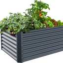 Galvanized Raised Garden Bed Box Planter for Outdoor Plants - Extra Tall 24" Metal Garden Boxes for Vegetables - 48"X36"X24", Midnight Grey