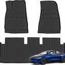 Floor Mats for 2024 Tesla Model 3 Highlan All Weather TPE Mat 3PC Black 1st & 2nd Row Full Car Accessories Liner Set