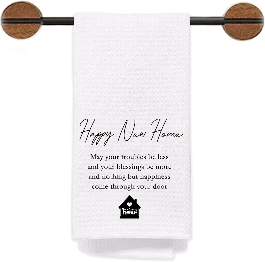 Happy New Home Hand Towels - Rustic, 16 x 24 inches, Polyester, Machine Washable, Gift Idea for Women, Men, Kitchen, Bathroom - 1 Count, Color: G