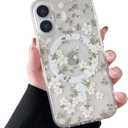 ZTOFERA for iPhone 17 Magnetic Case Compatible with Magsafe,Aesthetic Floral Pattern Design Cute for Girl Women,Anti-Drop Protective Hard Phone Cover for iPhone 17-Big White Flower