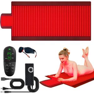 Extra Large Red Light Therapy Mat, High-Density LEDs Full Body Red Light Therapy, 660nm & 850nm Dual Wavelengths, Foldable Red Light Therapy Blanket with Timer, 76.8" x 33.4"