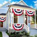 4 Pack 250th Anniversary American Flag Bunting, Pleated Fan Patriotic Memorial Day Decoration 1.5 X 3 Ft Red White Blue 250th Birthday 4th of July Decor US Semiquincentennial Independence Day Outdoor