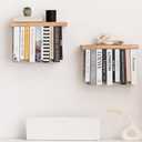 SnugLife Floating Book Shelves for Wall Mounted Set of 2 - Upside Down Space Saving Unique Wall Bookshelf, Rustic Wood Floating Bookshelves, Hanging Bookshelf for Bedroom, Living Room Decor & Storage (16.5"W x 6.7"L)