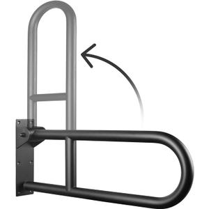 23.6 INCH Stainless Toilet Safety Rails, Matte Black Handicap Grab Bars for Elderly, Disabled Flip-Up Bathroom Grab Bar, Toilet Handrails Hand Grips Handle Shower Assist Aid