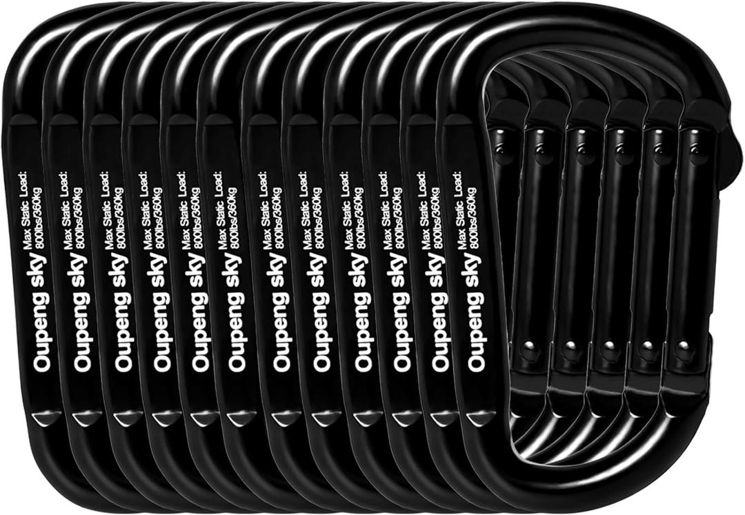 Carabiner Clip - Heavy Duty Carabiners 800lbs-13KN (2922 lbs) Carabeaner D Ring Shape,Key Chain Clip Hook,Keychain Clip,Multipurpose for Camping, Hiking,Backpacking or Other Outdoor Activities.