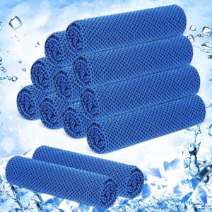 Hosuly Pack of 12 Cooling Towels for Hot Weather Soft Breathable Cold Towel Yoga Towels for Sweat, Sports, Workout, Fitness, Gym, Running, Travel Camping, 12 x 40 Inch (Dark Blue)