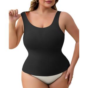 USEASY Tummy Control Shapewear for Women No Show Slimming Tank Top Seamless Camisole Tops Soft Cami Shapewear for Women Black S (Black, S)