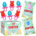 30 Pack Easter Ring Candy Individually Wrapped Holiday Themed Bunny & Egg Lollipops Strawberry, Tutti Frutti Delicious Flavors Bulk Suckers Great Use, For Kids, Party Favor, Classrooms Partys, Goodie Bags, Baskets (EXP 01/20/28)