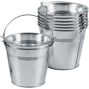 OBTANIM 8 Pack Galvanized Metal Buckets with Handle Ice Pails for Plants, Succulents, Party Favors Organizing, Rustic Home Decor or Classrooms Pencil Storage (5 x 3.5 inch)