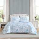 Laura Ashley - Queen Comforter Set, Bedding Set Includes Matching Bed Sheets, Shams & Pillowcases, Medium Weight, Oeko-TEX Certified (Anja Blue)