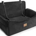 JOEJOY Dog Car Seat for Large Medium Sized Dogs Under 55 lbs, Dog Booster Seat for 2 Small Dogs with Detachable Washable Cover, Memory Foam Pet Car Seat with 2 Safety Belts and Storage Pockets (Black)