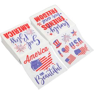 Iconikal 75-Count, 4th of July, American Flag, Disposable Dinner Paper Party Napkins, Patriotic Americana