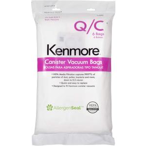 Kenmore 53292 Type Q HEPA Replacement Dust Bags for Canister Vacuum 81214, 81414, 81714, 21814, BC2005, BC3005, 81615, BC7005, 6 Count (Pack of 1)