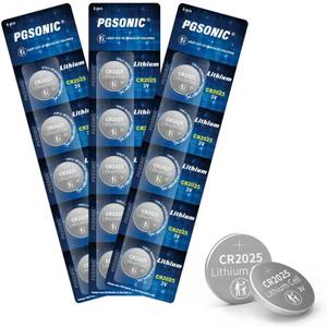 PGSONIC CR2025 3V Lithium Battery (15pcs)