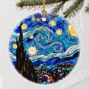 2 x Artistic Starry Night Christmas Ornaments: Christmas Tree Decorations & Holiday Ornaments  Holiday Presents, Gift Ideas for Friends, Coworker, Family, Art Lover, and Van Gogh Fan