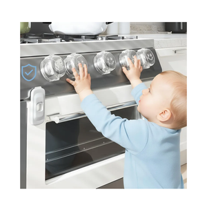 Stove Knob Safety Covers, (5+1Pack) Dual-Lucks Oven Knob Covers for Child Safety, Clear Vies, Universal Size (White)