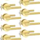 Asidrama 10 Pack Privacy Gold Door Handles, Door Lever with Door Knobs Indoor for Bedroom or Bathroom, Heavy Duty Brushed Gold Door Handles Interior with Locks for Left Right Sided Doors ZR02-124