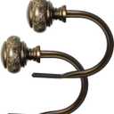 KAMANINA Decorative Curtain Holdbacks for Wall, Curtain Tiebacks Hooks with Screws Wall Mounted for Drapes Window Home Decoration, Marbled Finials, Bronze(1 Pair/ 2 Pack, Small)