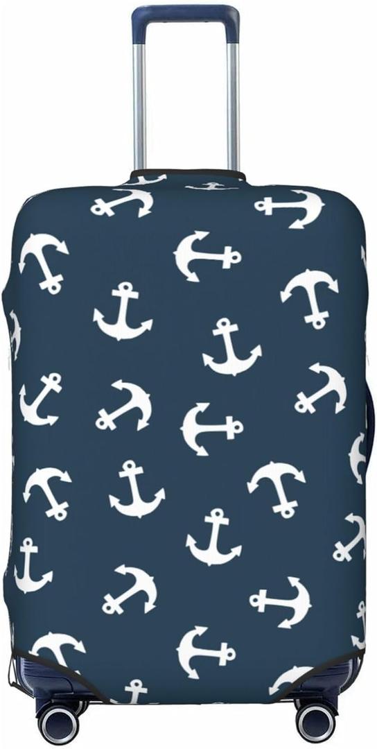 Nautical Anchors Luggage Suitcase Covers Elastic Washable Sea Adventure Ocean Theme Navy Luggage Protector Travel Suitcase Protective Cover For Kid And Adult, Xl (Fit 29-32 Inch Luggage)