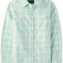 The Children's Place Boys Long Sleeve Button Down Shirts (Large, Mint Cream)