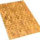 Gonioa Natural Bamboo Bath Mat, Wooden Door Mat Kitchen Floor Bath Rug, Bathroom Shower and Tub Mats, Wooden Bath Mat for Shower, Bath, Spa Or Sauna (16 x 24 Inch)