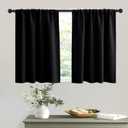 RYB HOME Black Curtains Blackout - Bathroom Small Window Curtains Thermal Insulated Privacy Drapes for Kids Bedroom Living Room Kitchen Basement, Width 42 by Length 36, 1 Pair