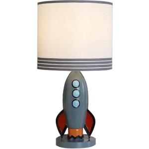Kids Bedside Table Lamp, Adorable 14 Inch Rocket Ship Design with Cute Lampshade, Space lamp Ideal for Children's Bedroom Decor, Includes LED Bulb