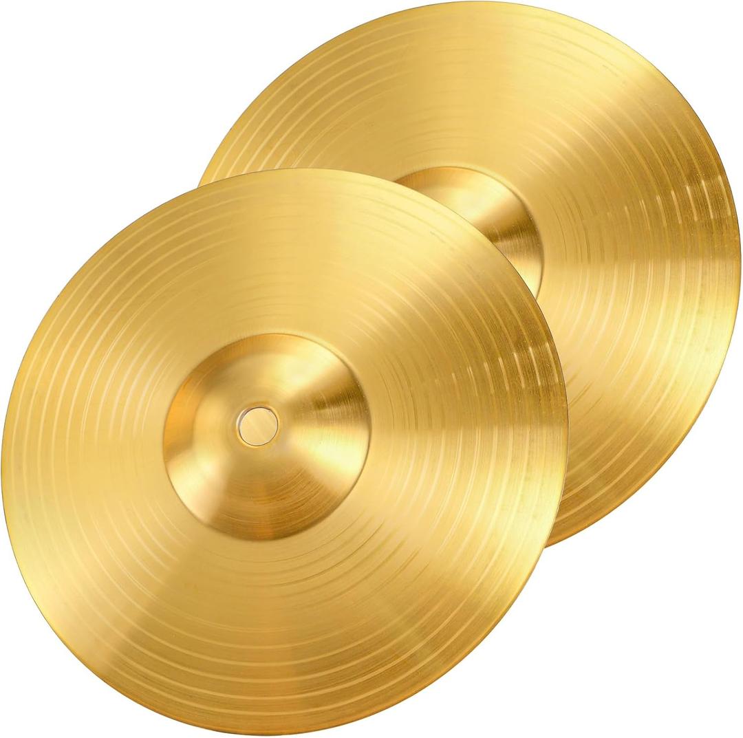 Foraineam 2 Pieces 8-Inch Splash Cymbal Classic Drums Cymbals Percussion Instrument Golden Practice Drum Cymbal for Drum Set