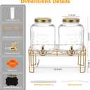 1.6 gallon Glass Beverage Dispenser with Stand, 2PACK Lemonade Dispenser with Spigot Stainless Steel, Drink Dispensers for Parties,Picnic,Weddings(Golden)