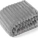 EXQ Home Fleece Throw Blanket for Couch or Bed - 3D Stripe Jacquard Decorative Blankets - Cozy Soft Lightweight Fuzzy Flannel Blanket Suitable for All Seasons(50"x60",Light Grey)