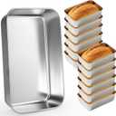 12 Pcs 9 x 6 Inch Stainless Steel Loaf Pans for Baking, Heavy Duty Bread Baking Pan Set, Rectangular Loaf Tins for Homemade Bread, Meatloaf, Cakes and Brownies, Oven and Dishwasher Safe