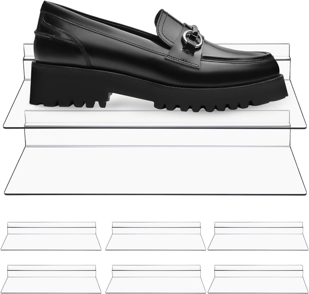 STOBAZA Transparent Display Shoe Holder Wall Mounted Slatwall Shelf 9.84X4.72X1.37In Clear Shoe Shelves for Retail Store and Home Organization