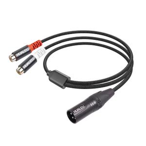 1FT XLR to 2 RCA Y Splitter Patch Cable, Dual RCA Female to XLR Male Audio Cable Adapter for Speaker Condenser Mic Mixer AMP