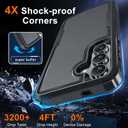 for Samsung Galaxy S25 FE Case with Screen Protector+Camera Lens Cover,Military Grade Heavy Duty Shockproof Phone Cover with Wrist Lanyard Strap for Samsung S25fe,Black Matte