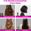 5-in-1 Professional Hair Styling Tool  Fast-Drying Blow Dryer with Curling Barrels, Volumizing Brush, Paddle Brush & Styling Nozzle for Curling, Straightening & Smoothing