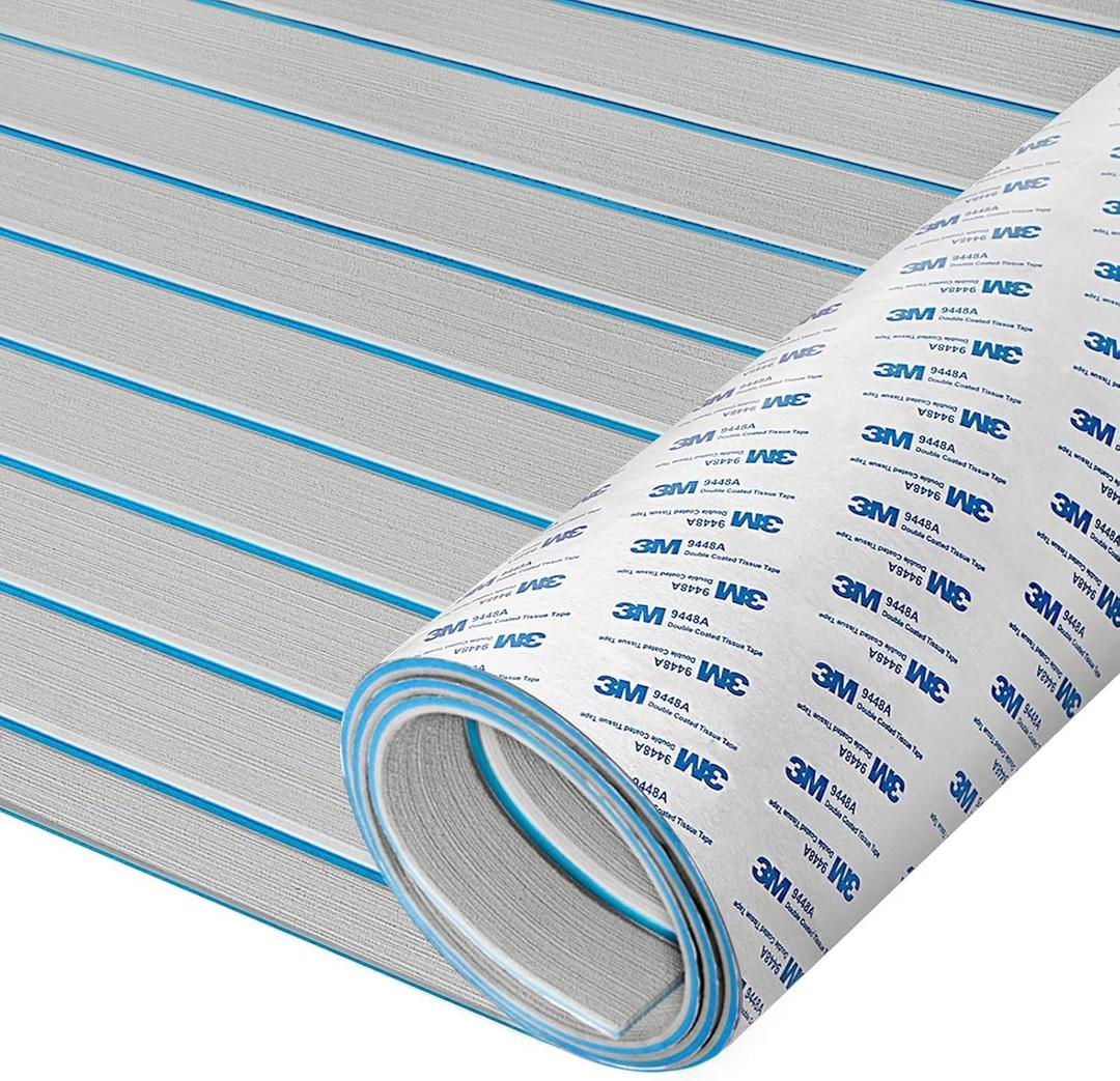 HXBYX EVA Foam Boat Flooring with 3M Self-Adhesive Backing DIY Boats Decking Marine Sheet Faux Teak Material,Non-Slip Cooler Pads for Kayak Yacht SwimPool RV 95"x 47.5"x16"