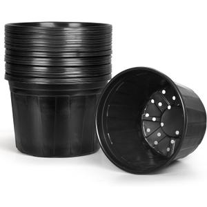 OUPSAUI 2/3/5 Gallon Pots for Plants,Flexible Gallon Plastic Nursery Pots with Drainage Holes, Plastic Pots for Outdoor Plants (3Gal-24pcs)