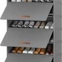 Shoe Rack, 9 Tier Shoe Storage Cabinet with Door 36 Pair Plastic Shoe Shelves Organizer for Closet, Entryway, Hallway, Bedroom, Grey
