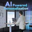 HUANUO AI-Powered Electric Standing Desk with Smart APP, Work with Alexa & Google, Adjustable Height, 6 Memory Settings, Sedentary Reminder, Ergonomic Sit-Stand Desk, 32-inch, Light Walnut