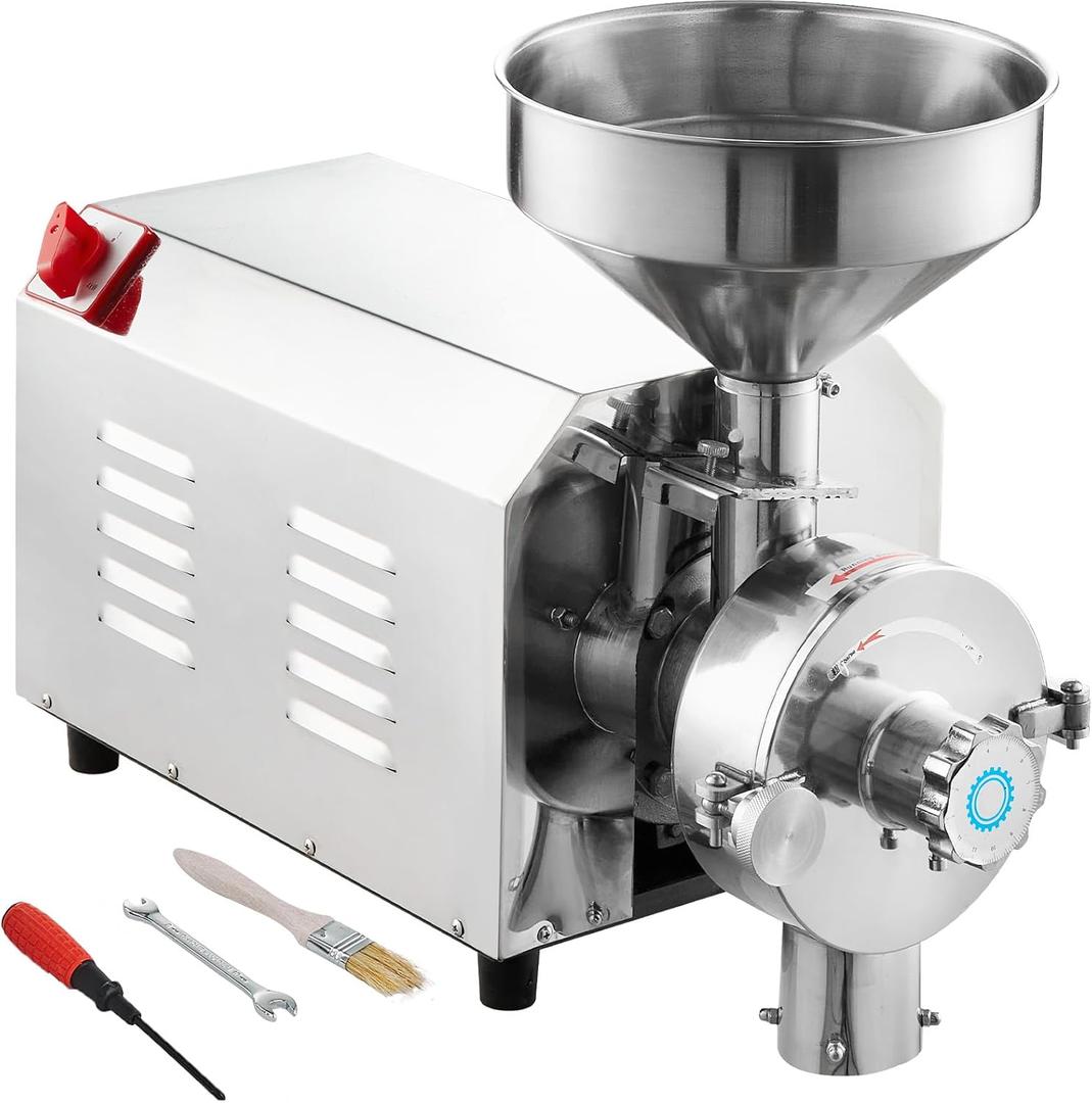 VEVOR Soybean Grinder Commercial Grinding Machine for Spices 2200W Corn Mill Grinder 50 KG/H Stainless Steel Industrial Flour Milling Machine for Pepper Soybean Peanut Corn Grains