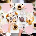 50 Pcs Light Pink Scalloped Paper Plates 25 × 7'' and 25 × 9'' Disposable Pink Scalloped Dinner Plates for Wedding Baby Shower Birthday Party Disposable Dessert Plate