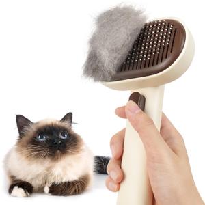 Aumuca Cat Brushes for Indoor Cats Dog Hair Brush for Shedding Long or Short Haired Cats Grooming Deshedding Brush for Dog Kitten Horse Massage Removes Loose Fur, Brown