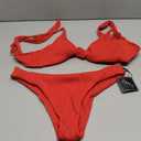 ZAFUL Women's Tie Knot Front Spaghetti Strap High Cut Bikini Set Swimsuit L