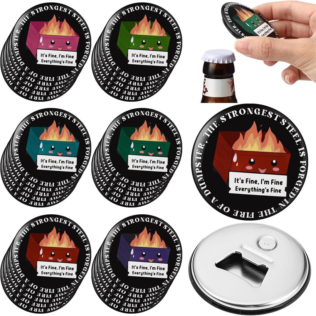 Vesici 48 Pcs Dumpster Fire Magnetic Bottle Opener Bulk, Funny Teacher Appreciation Gifts, Staff Coworker Thank You Favors for Nurses, Clergy, Pastor Appreciation, Thanksgiving, Christmas Party
